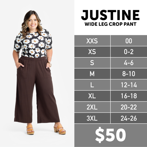 Justine Size Chart
